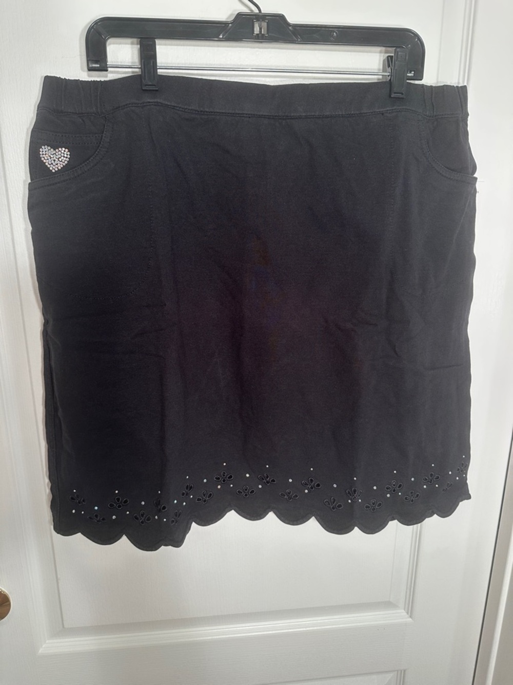 NWT Dream Jeannes Black Scalloped Skort with Rhinestone Accents Sz XL
